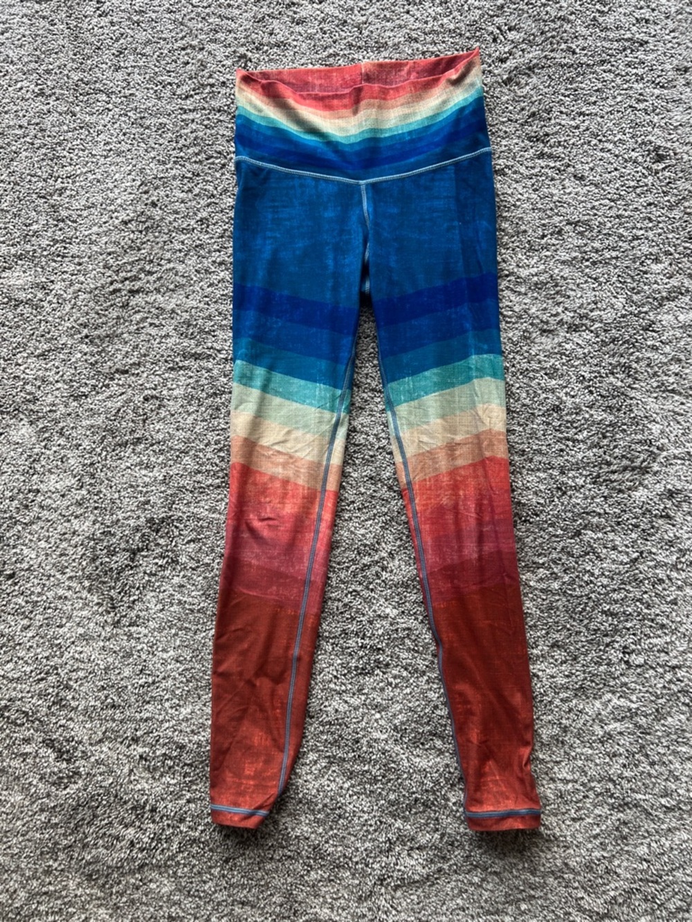 Niyama Sol Rainbow Stripe High-Waist Leggings - Blue, Teal, Cream, Red